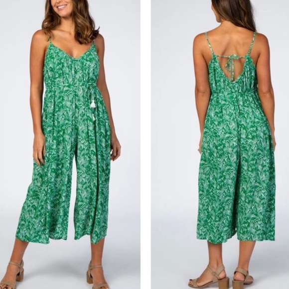 NWT Aakaa Floral Tie Waist Tassel Wide Leg Cropped Jumpsuit - S - Picture 3 of 16